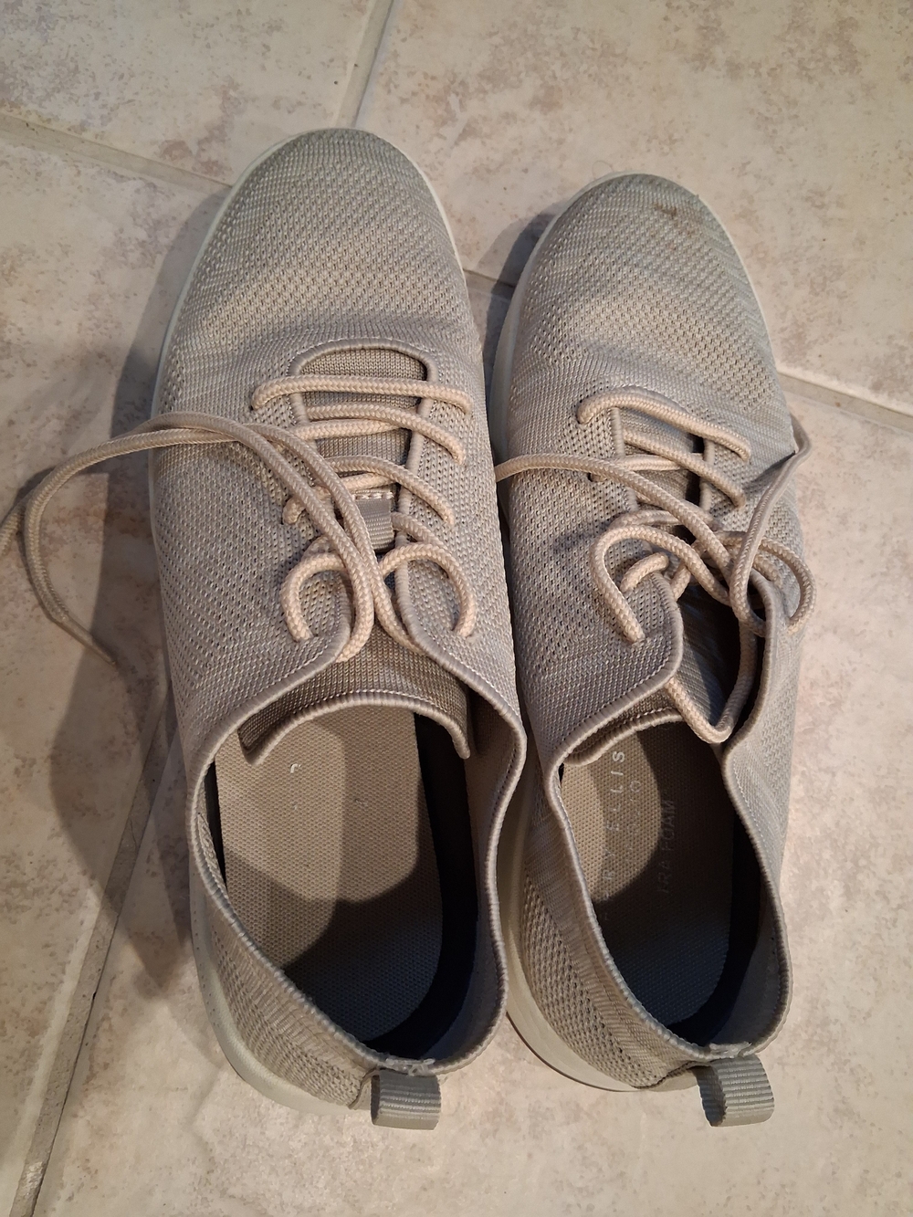Perry Ellis Men's Knit Lace-Up Sneakers in Light Beige